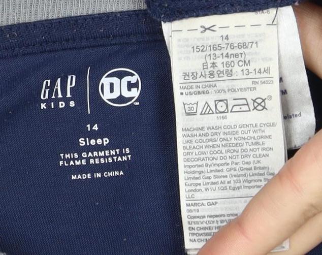 Gap Boys Blue Grey Batman DC Pyjama Top 14 Years