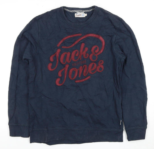 Jack & Jones Men's Blue Crew Neck Logo Sweatshirt M
