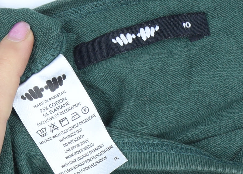 Women's Green Mock Neck 3/4 Sleeve T-Shirt