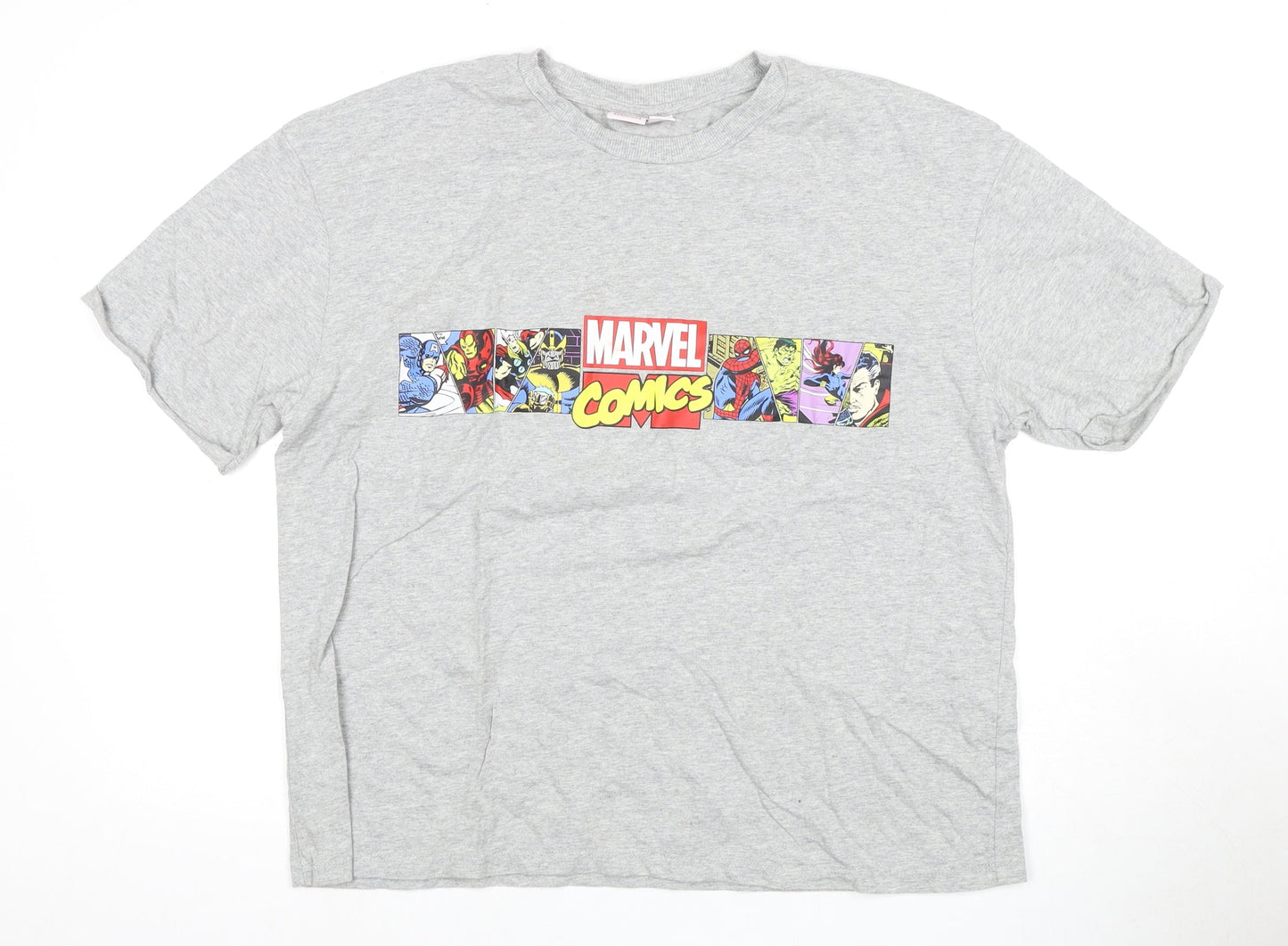 Marvel Unisex Grey Comic Print T-Shirt L Casual