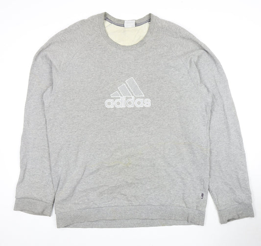 Adidas Men's Grey XL Logo Pullover Sweatshirt