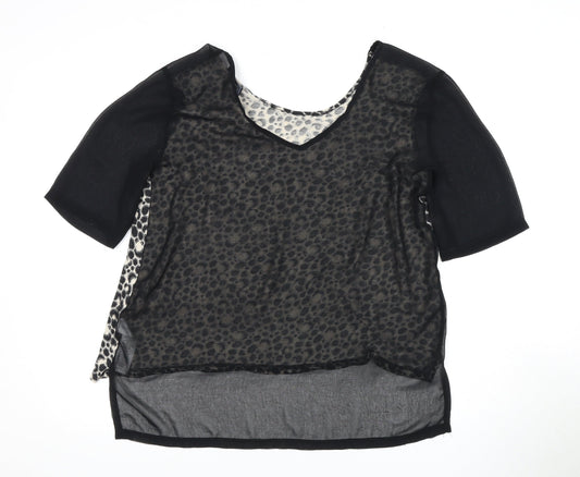 French Connection Women's XL Black Animal Print Blouse