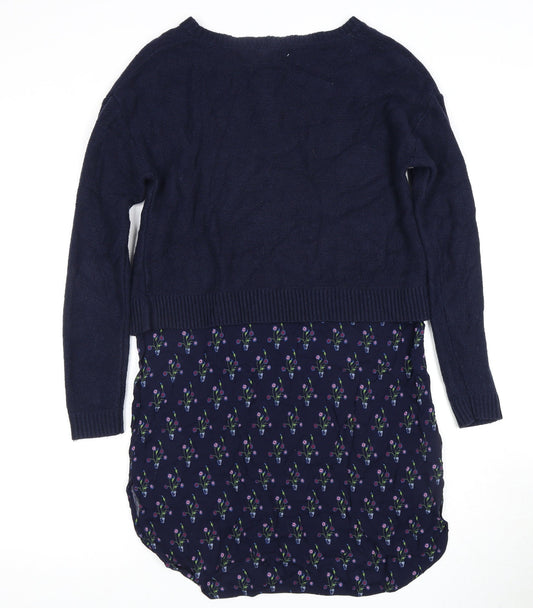 White Stuff Women's Blue Floral Jumper Dress Size 8