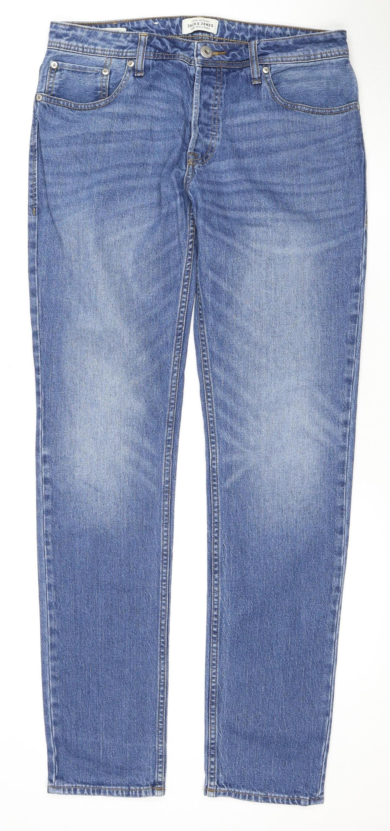 Jack & Jones Men's Blue Straight Jeans Size 34