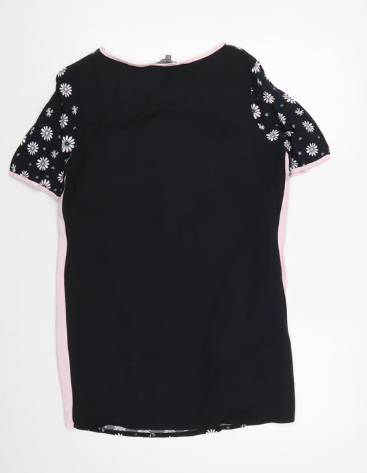 Womens UK Size 12 Laura Ashley Black Polyester Blend T-Shirt