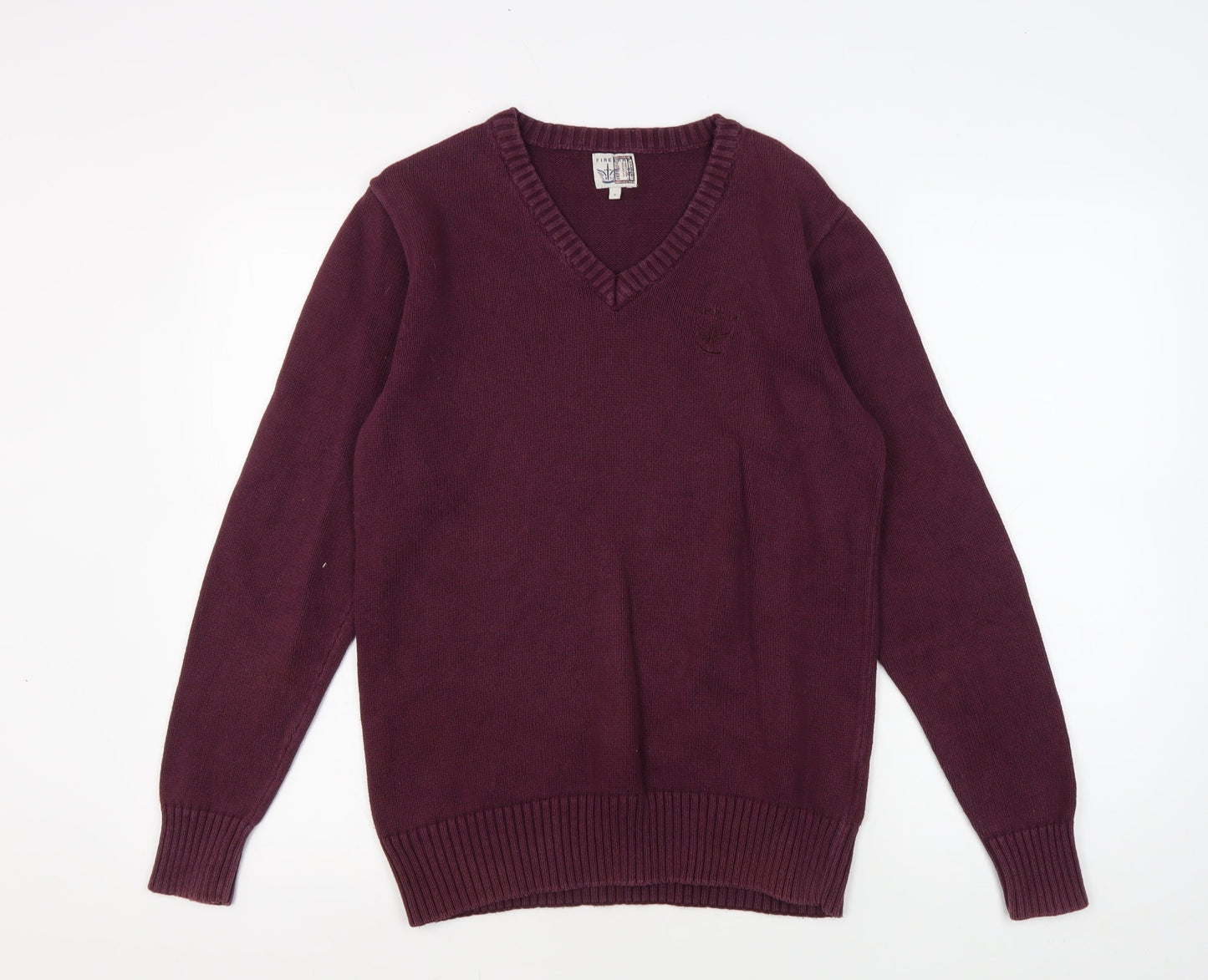 Firetrap Men's Red V-Neck Cotton Pullover Jumper S