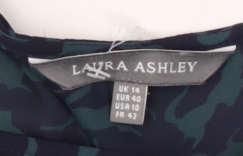 Laura Ashley Women's Blue Camouflage Blouse Size 14