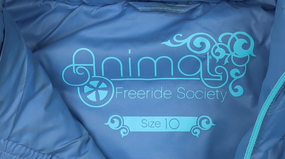 Animal Women's Blue Hooded Puffer Waistcoat Size 10