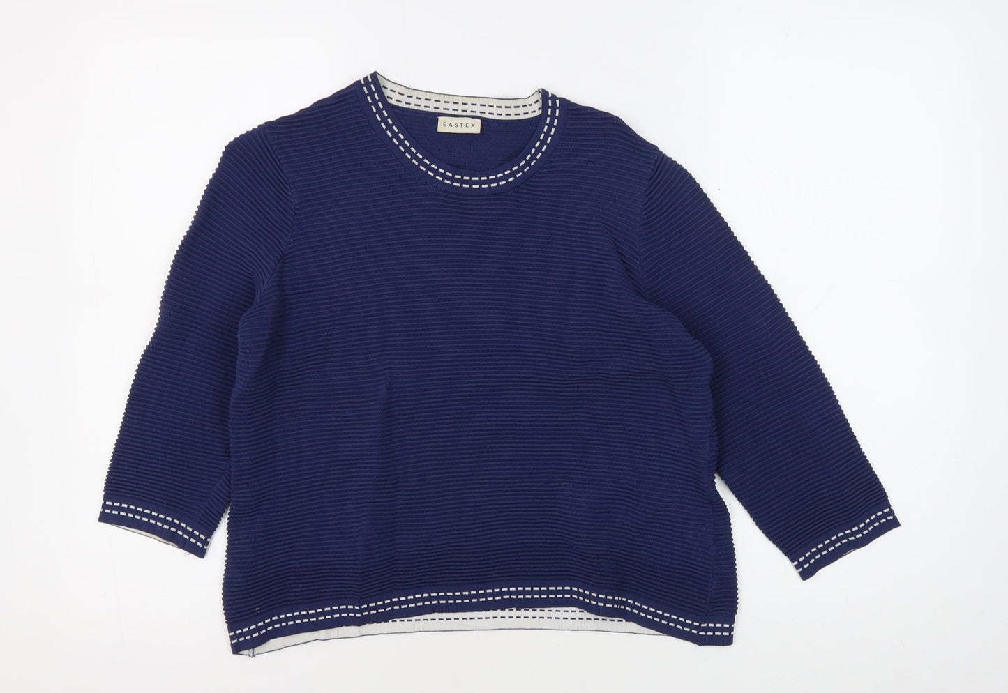Eastex Women's Blue Striped Jersey Top - Size 12, 3/4 Sleeve