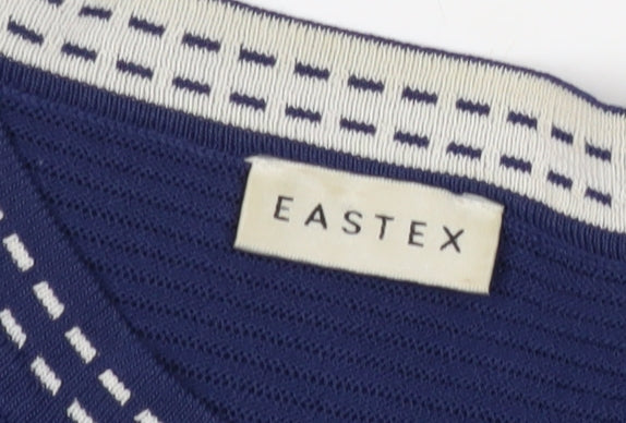 Eastex Women's Blue Striped Jersey Top - Size 12, 3/4 Sleeve