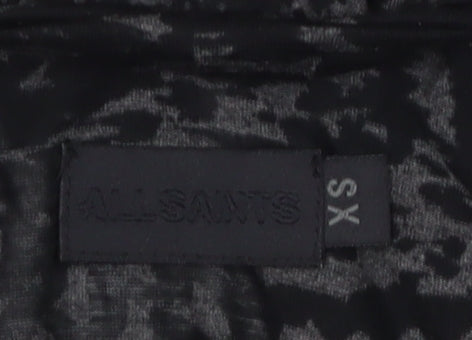 Brand and care label for All Saints Women's Black Off Shoulder Dress XS