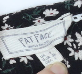 Fat Face Women's Black Floral Blouse Size 8 Tunic Style