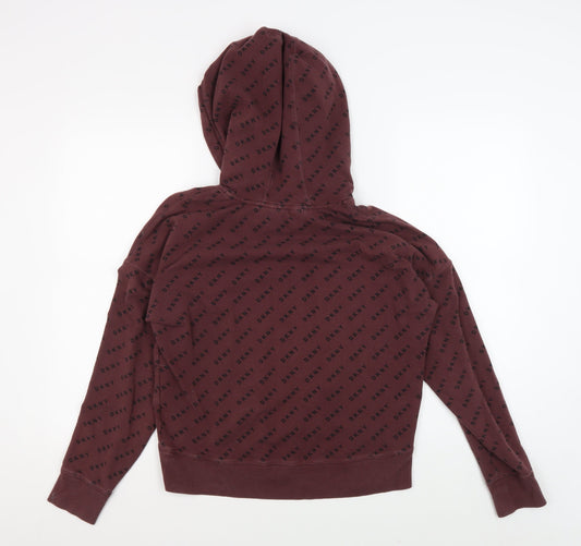 DKNY Women's Brown Logo Pullover Hoodie XS