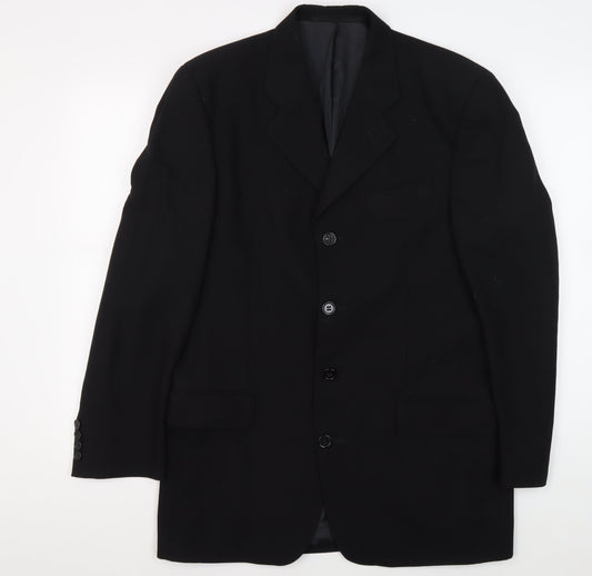 Mens 38 Chest Regular Daniel Hechter Black Three-Button Blazer
