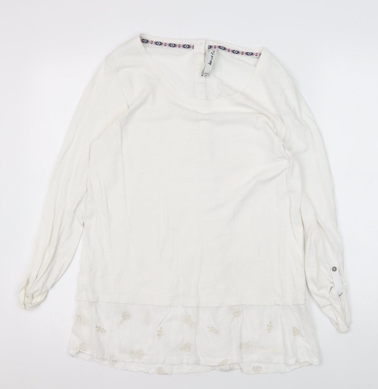 Weird Fish Women's White Tunic Blouse, Size 10, Casual