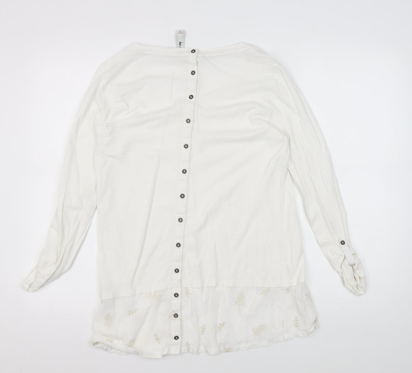 Weird Fish Women's White Tunic Blouse, Size 10, Casual