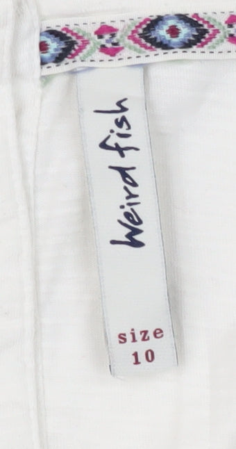 Weird Fish Women's White Tunic Blouse, Size 10, Casual