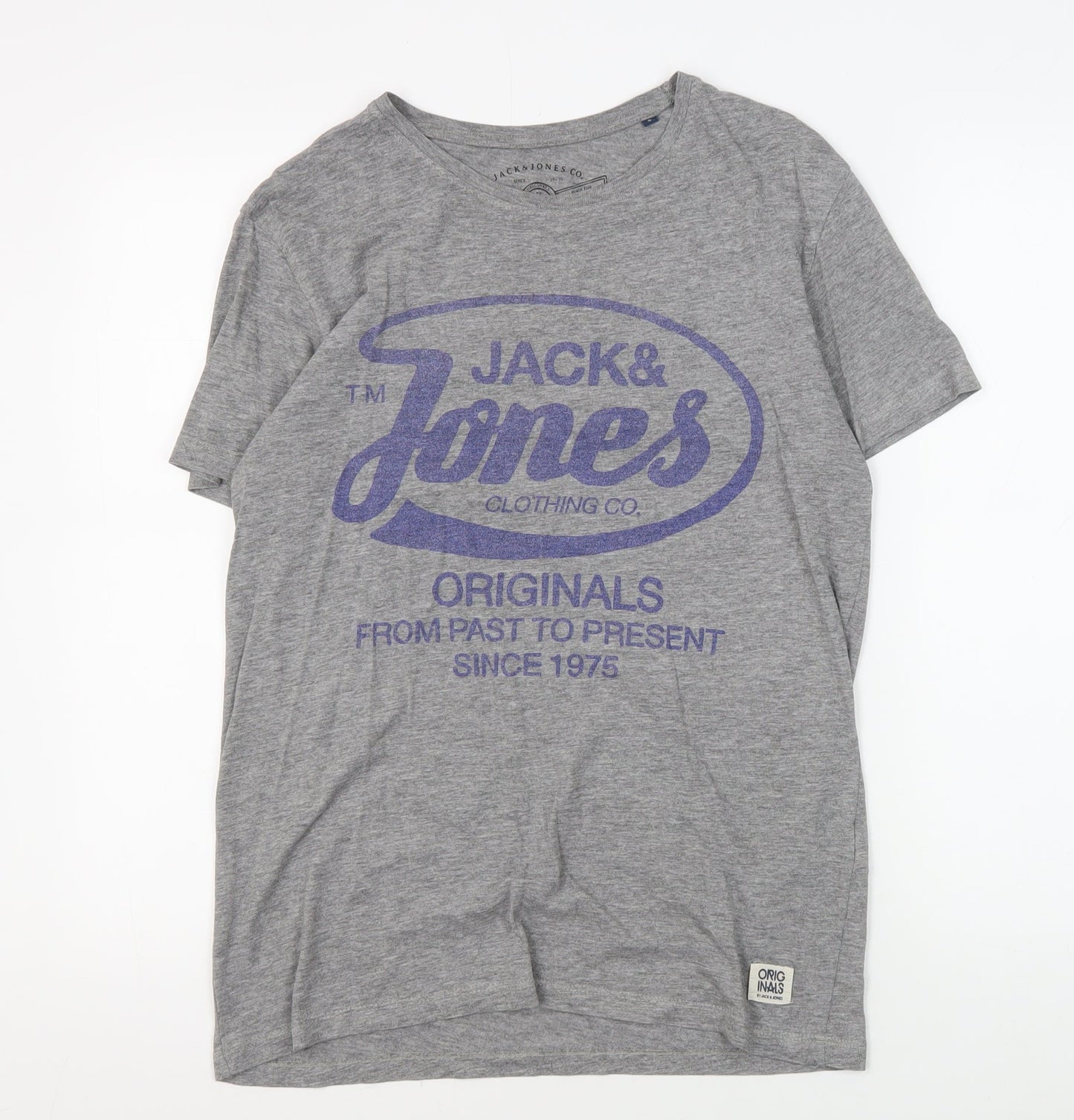 Jack & Jones Men's Grey Graphic Print T-Shirt, Size S