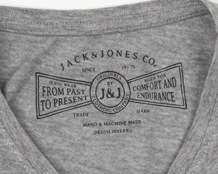 Jack & Jones Men's Grey Graphic Print T-Shirt, Size S