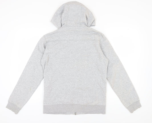 Adidas Men's Grey Full Zip Hoodie, S, Logo Accent