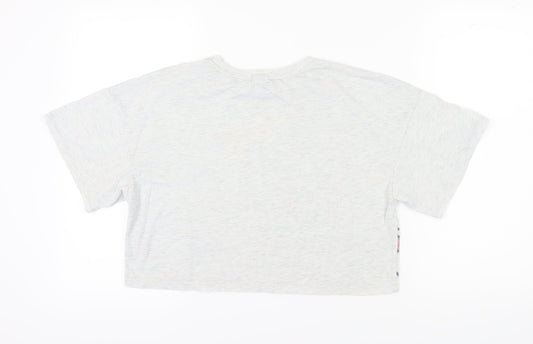 Disney Women's Grey Cropped Cartoon T-Shirt - Size S