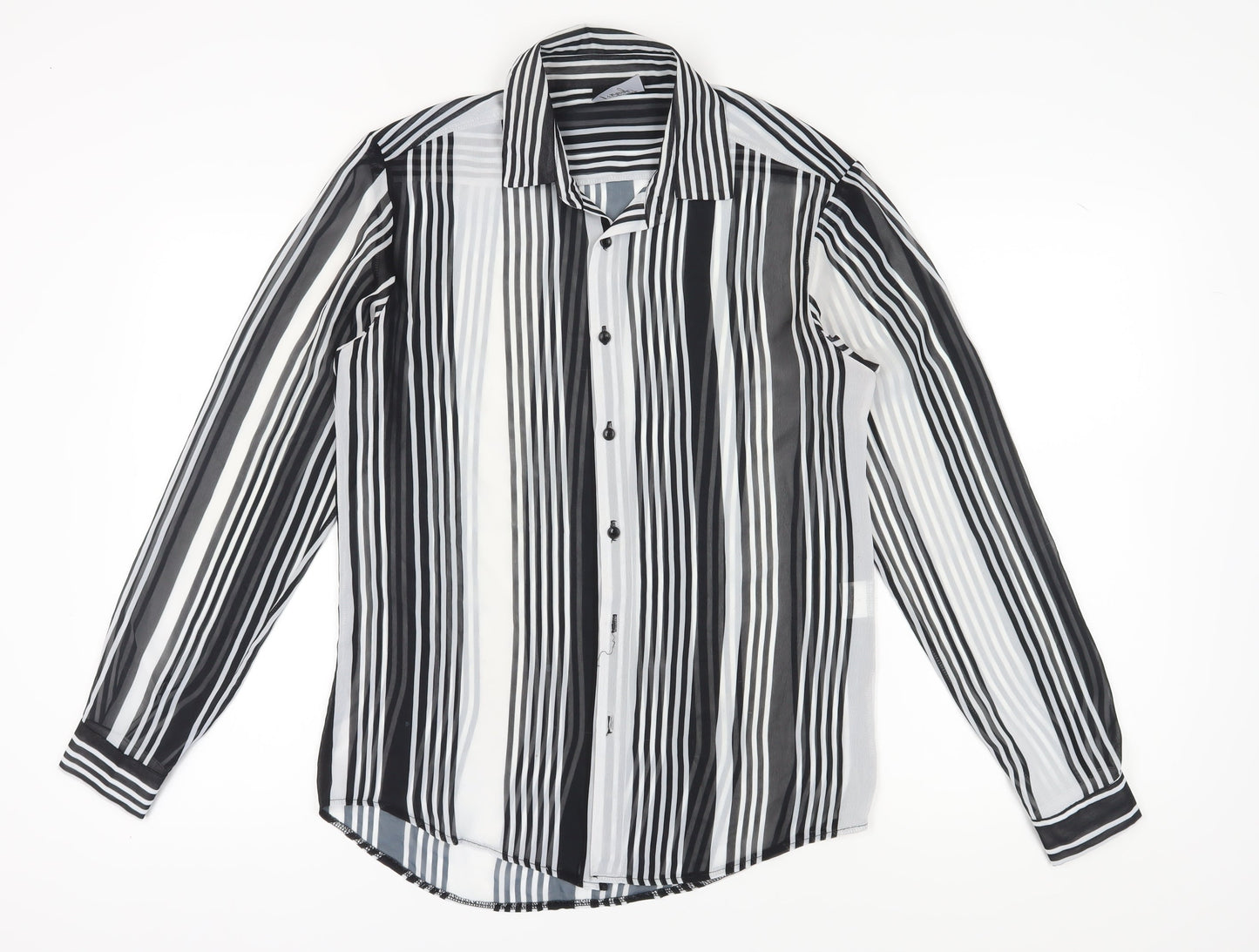 Reclaimed Vintage Unisex Black Striped Button-Up Shirt S