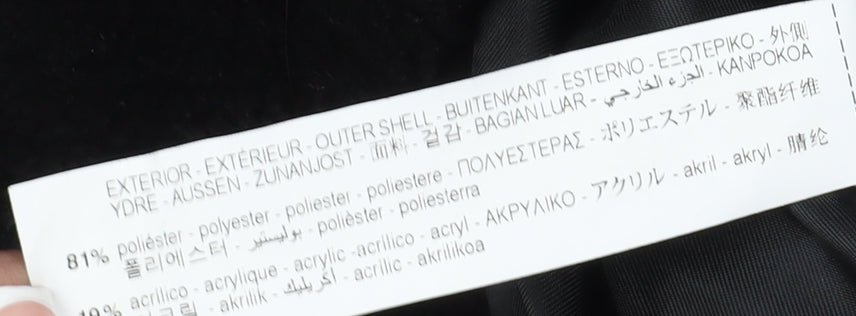 Brand and care label for Zara girls’ black hooded jacket, 11-12 years, winter essential
