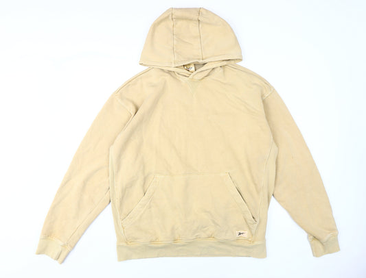 Reebok Men's Beige L Pullover Hoodie with Pockets