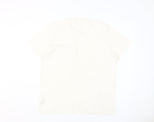 Lee Men's Ivory Crew Neck Cotton T-Shirt, Size L