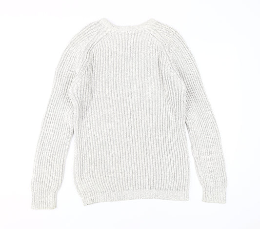 Jeff Banks Men's White V-Neck Pullover Jumper L