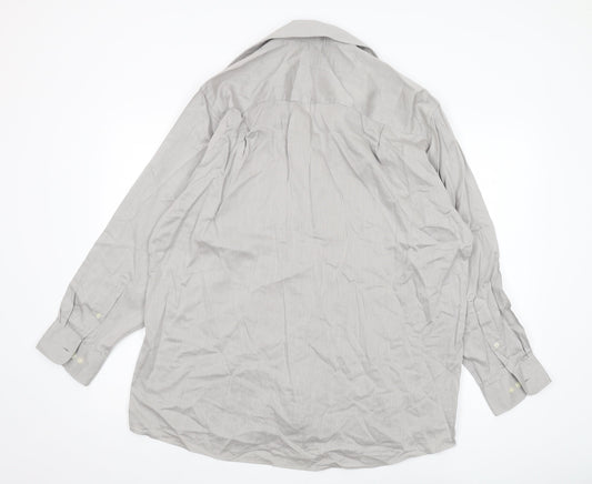 Calvin Klein Men's Grey Striped XL Cotton Shirt