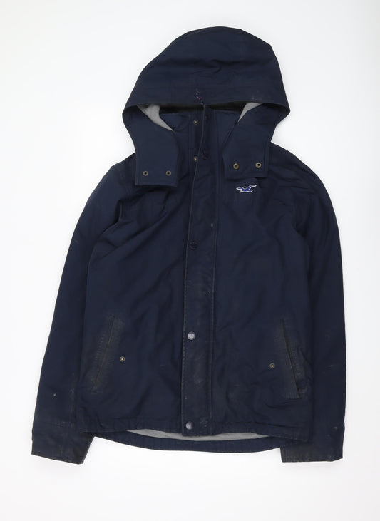 Hollister Men's Blue Hooded Jacket L - Windbreaker Style