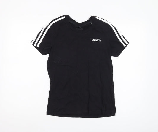 Adidas Boys Black M T-Shirt, Breathable Cotton Logo Top