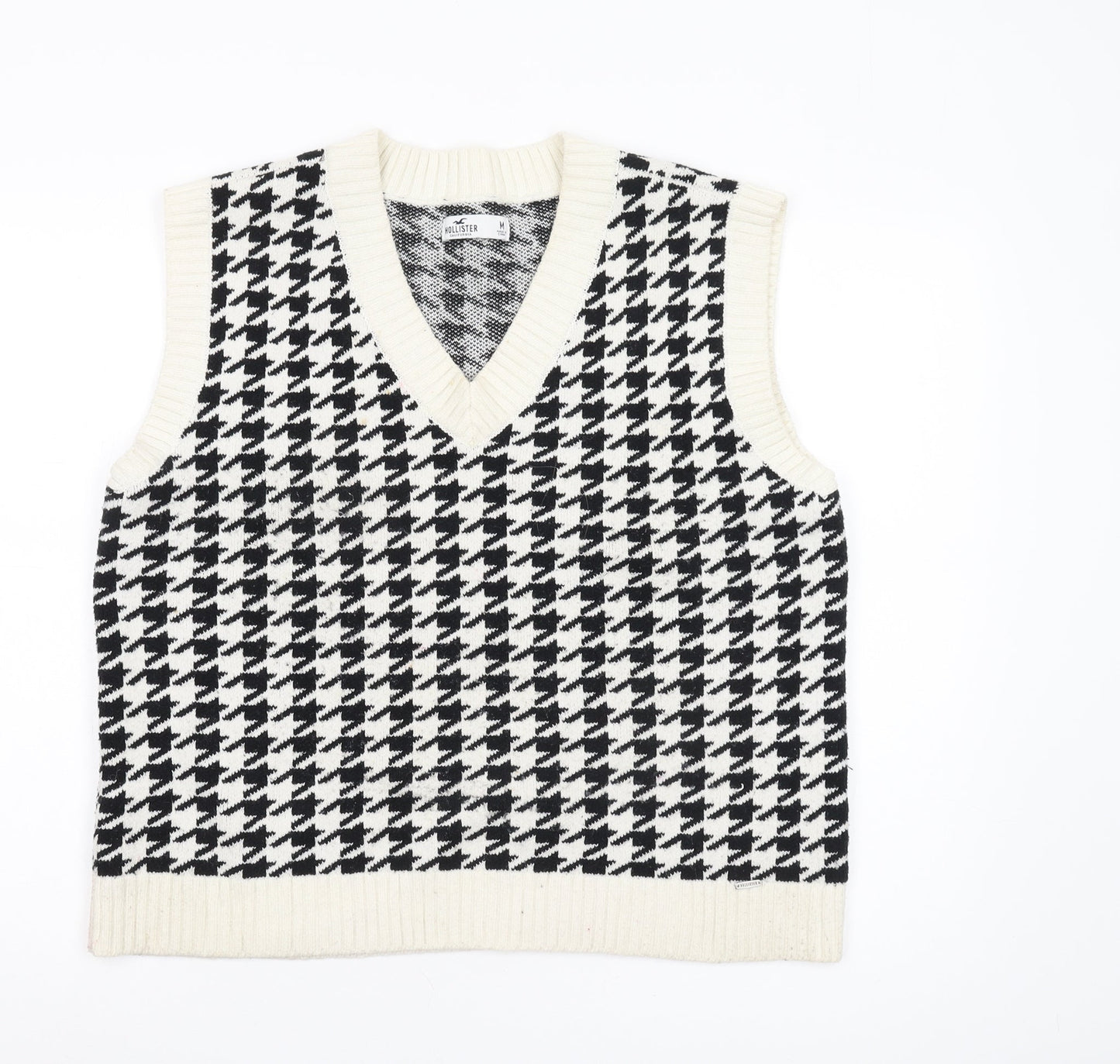 Hollister Women's Black Houndstooth Knit Vest M