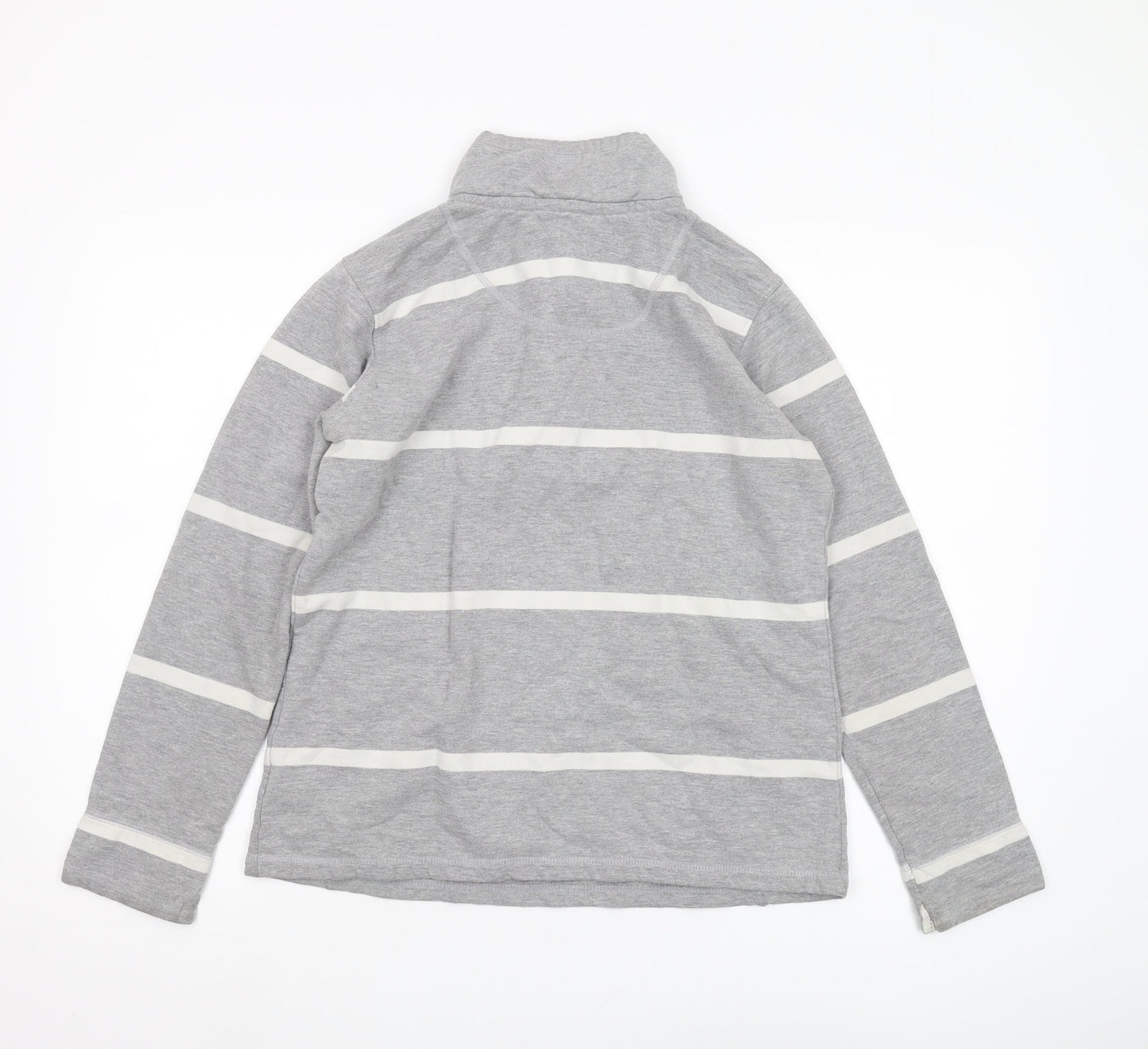 Crew Clothing Women's Grey Striped Henley Sweatshirt, Size 10