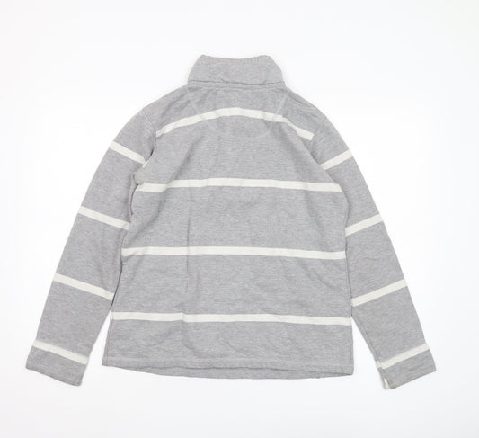 Crew Clothing Women's Grey Striped Henley Sweatshirt, Size 10