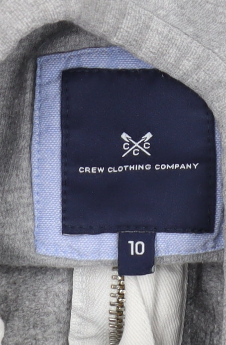 Crew Clothing Women's Grey Striped Henley Sweatshirt, Size 10