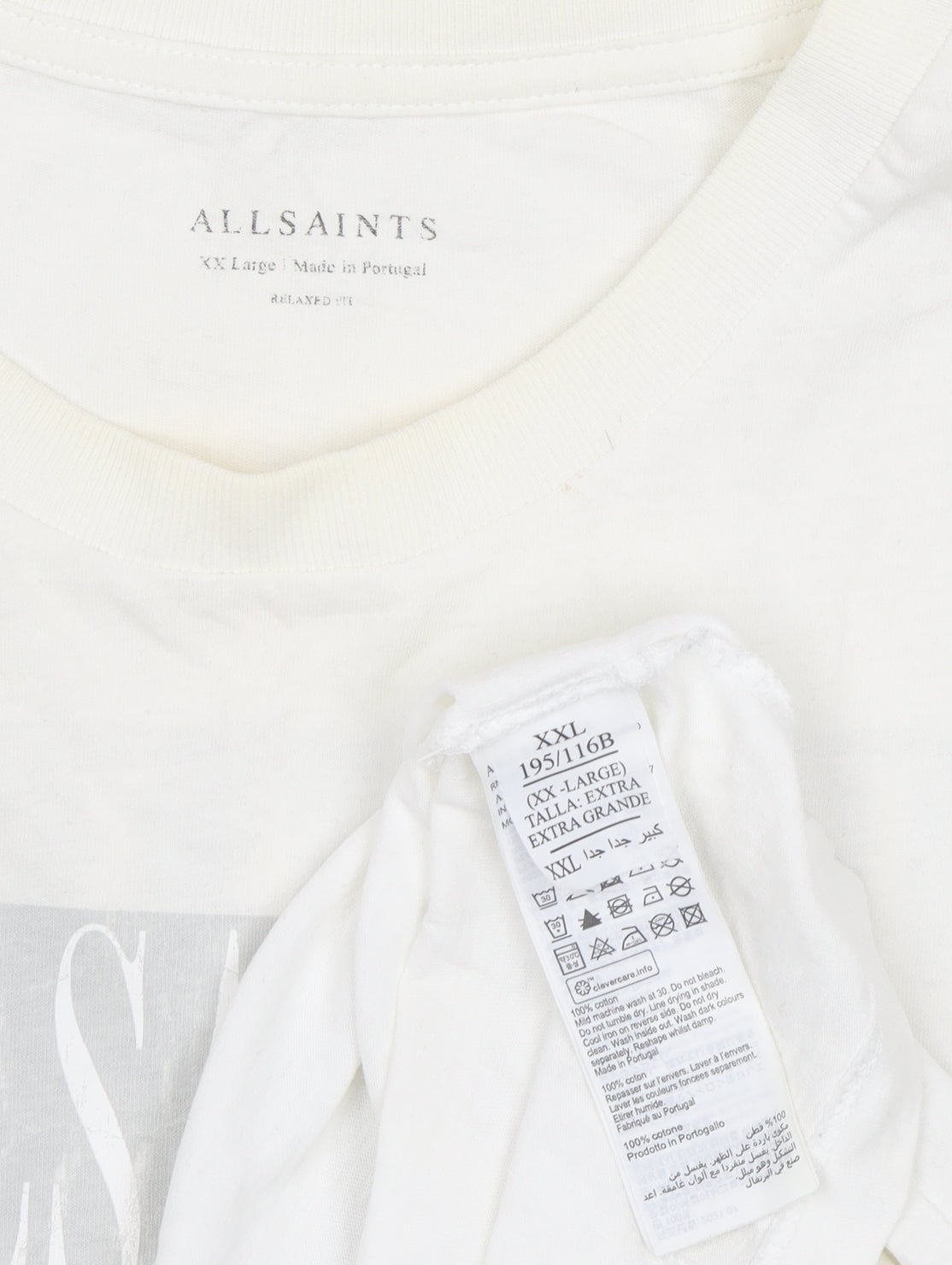 AllSaints Men's White XL Logo T-Shirt