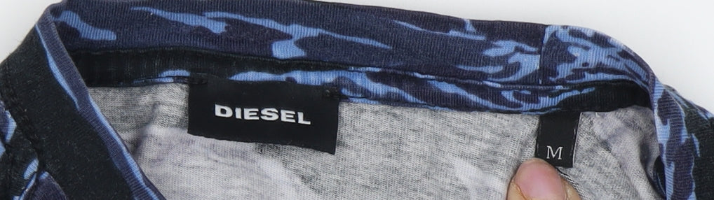 Diesel Men's Blue Graphic Print T-Shirt, Medium