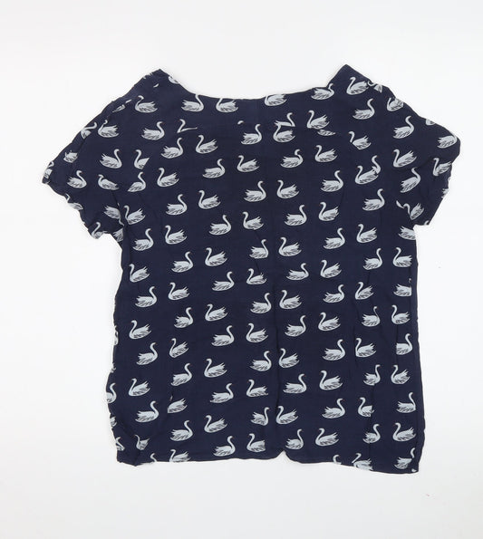 Womens UK Size S VERO MODA Blue Viscose T-Shirt