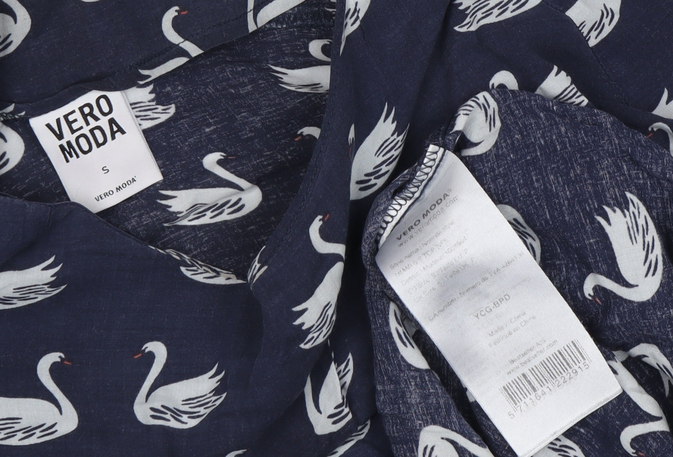 Vero Moda Women's Blue Swan Print T-Shirt, S
