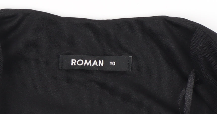 Brand and care label for Roman Women's Black Bodycon Party Dress, size 10