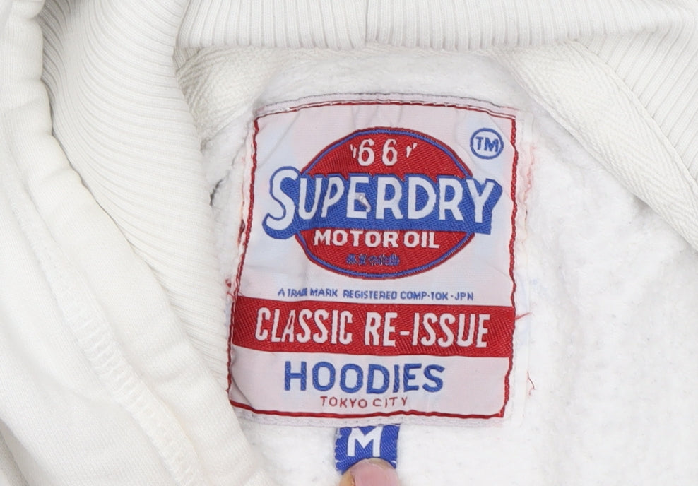 Superdry Unisex White Pullover Hoodie M Logo Casual
