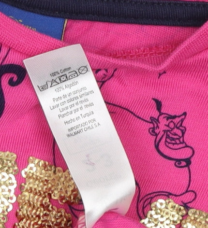 Brand and care label for George Pink Aladdin girls’ t-shirt, 2-3 years, disney, ruffle