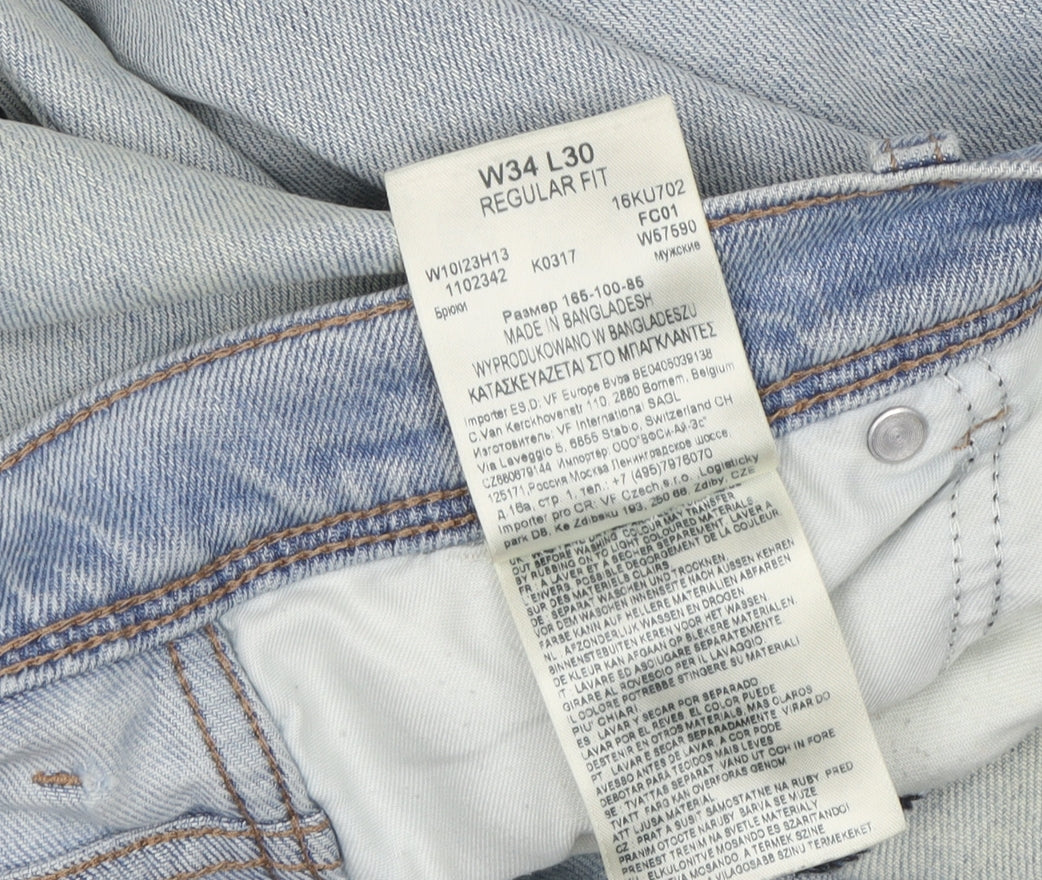 Wrangler Men's Blue Straight Denim Jeans 34W 30L