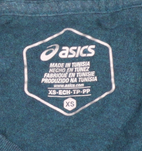 Womens UK Size XS ASICS Blue 100% Cotton T-Shirt