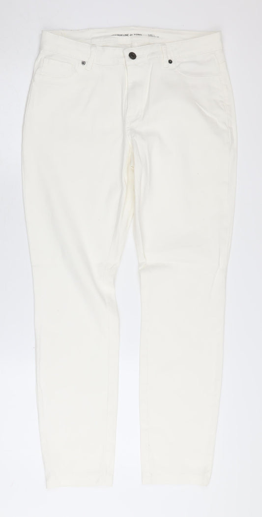 Additional front view of Jacqueline de Yong Women's White Straight Jeans L