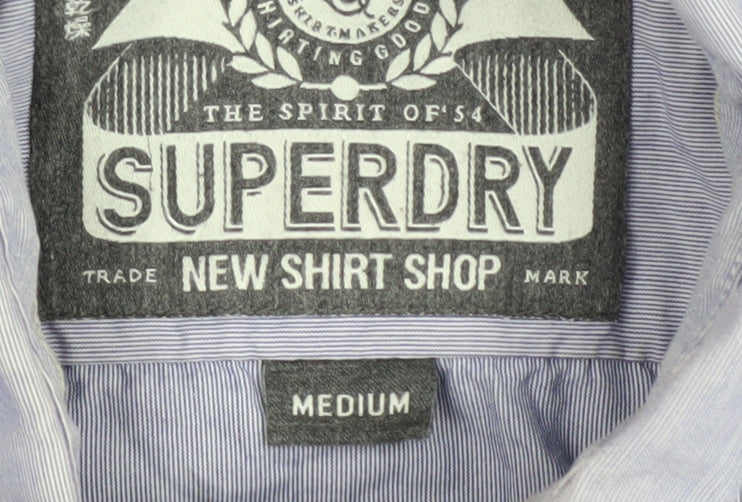 Superdry Men's Blue Striped Shirt M Long Sleeve