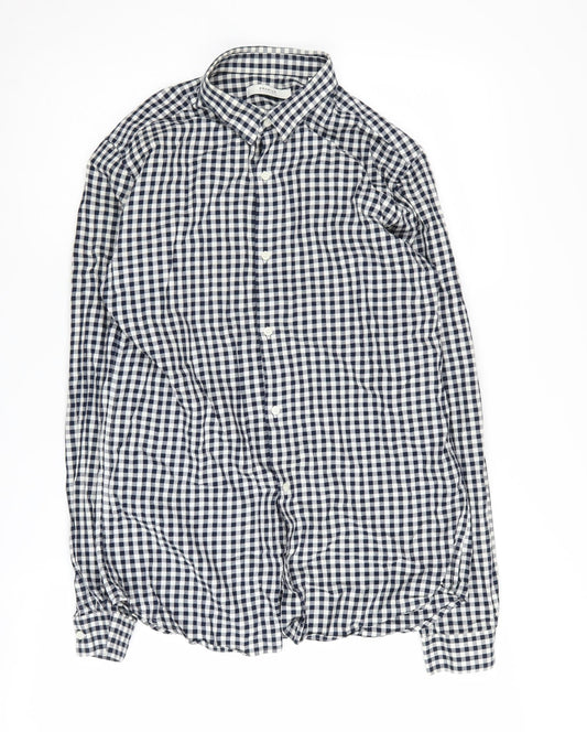 Jack & Jones Men's Blue Check Button-Up Shirt Small