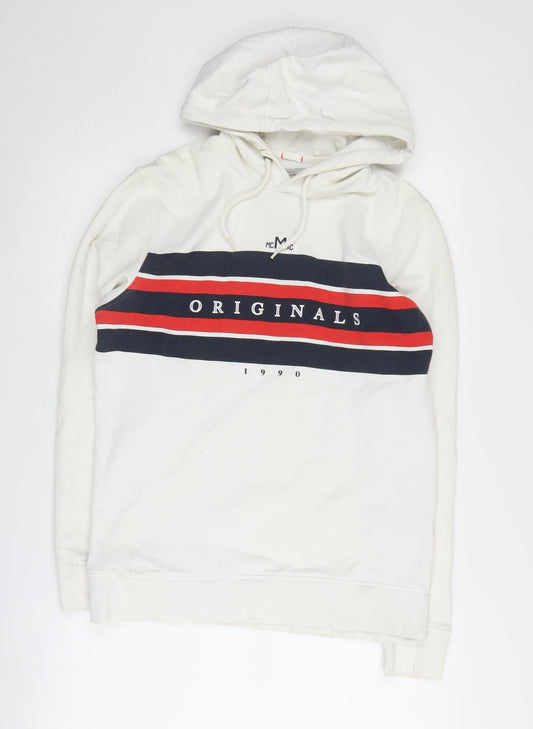 Mens UK M Regular JACK & JONES White Pullover Hoodie